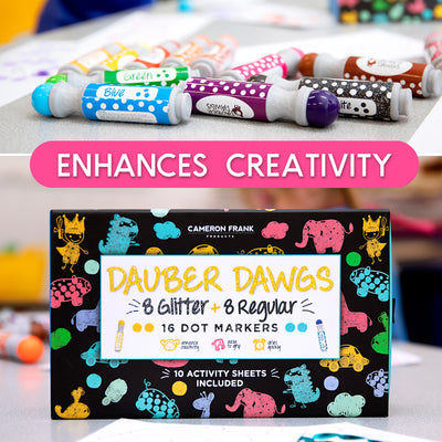 Dauber Dawgs - 16 Pack w/ 8 Shimmer and 8 Regular Markers