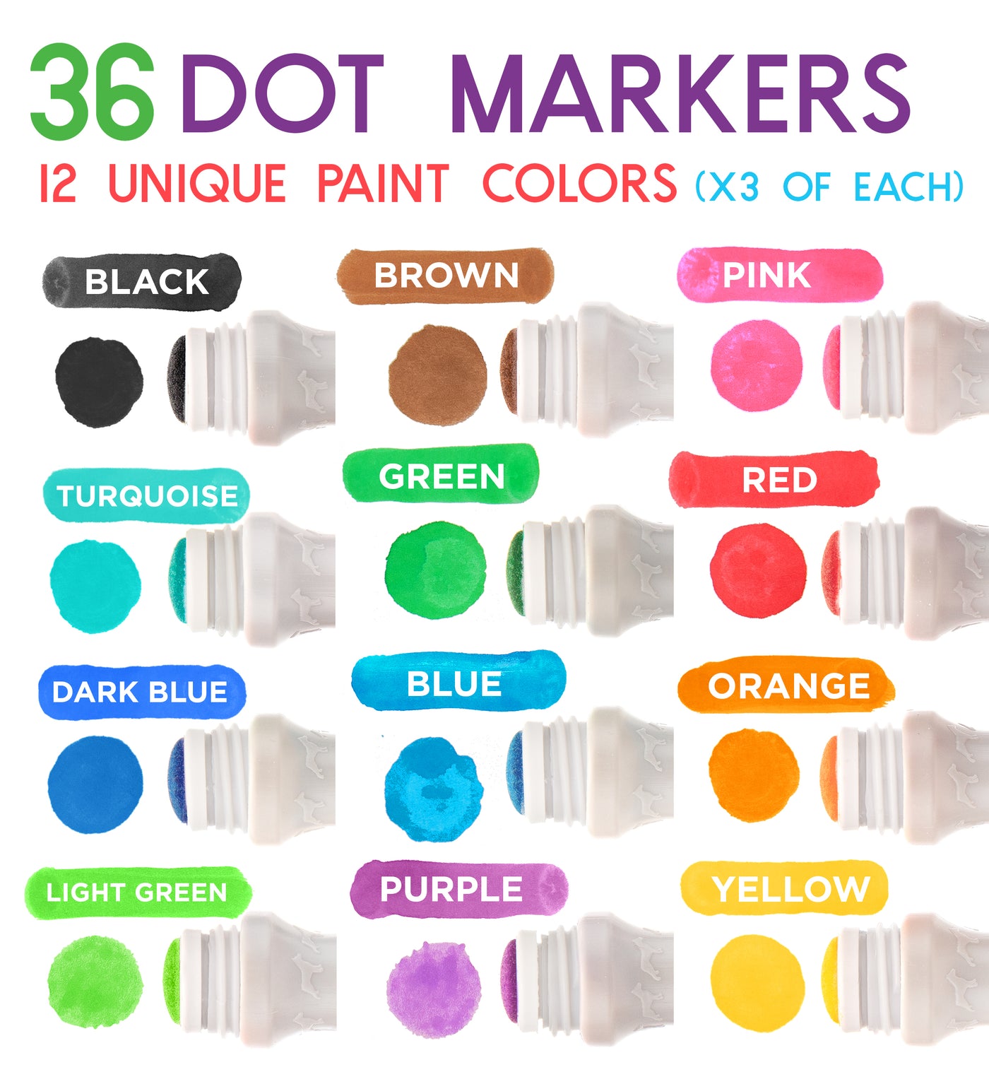 Cameron Frank - Washable Dot Markers 36-Pack w 121 Activity Sheets